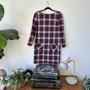 Vintage 60's Style Mod Plaid Dress | Flannel | Size Sm
